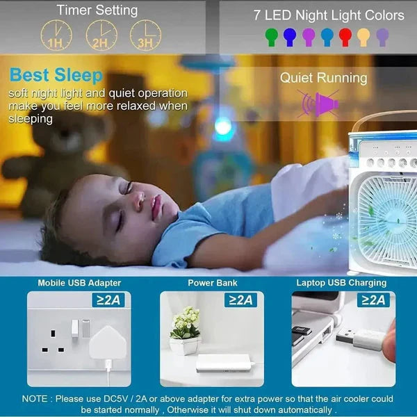 ChillMate™ – USB Mini Air Cooler Fan for Home & Office